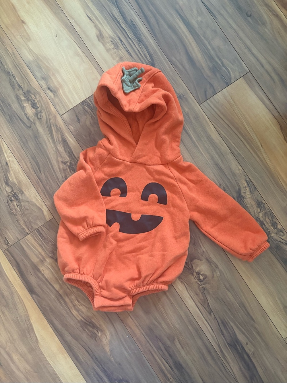 Orange 6-12M Pumpkin Hooded One-Piece